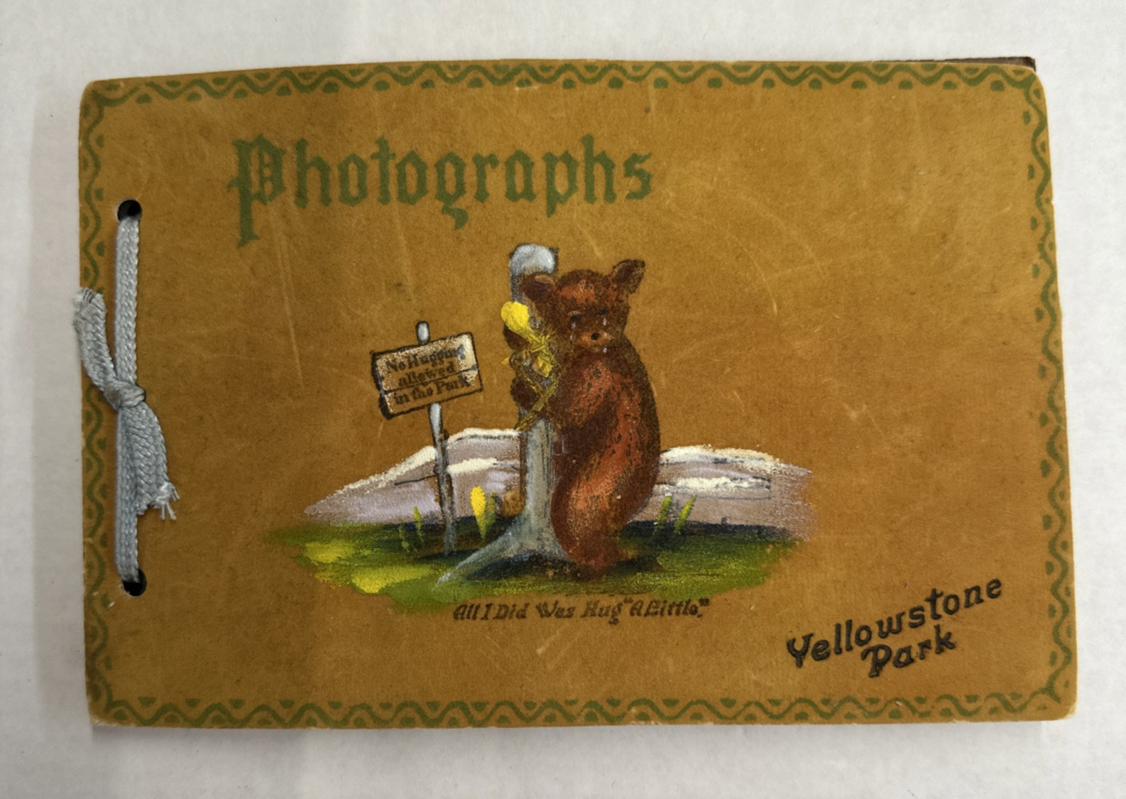 Suade Yellowstone National Park Souvenir Photo Album Hand Painted Bear 20 pages