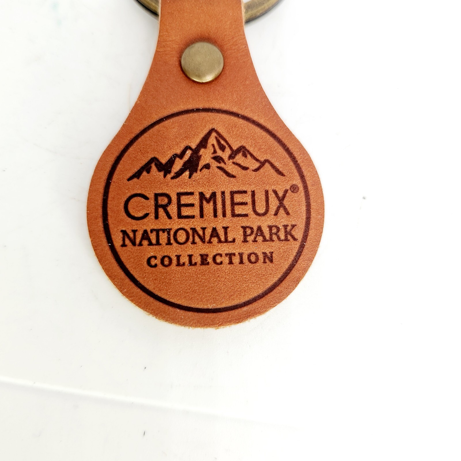 Vintage Cremieux Leather National Park Mountains Key Chain Fob Keychain