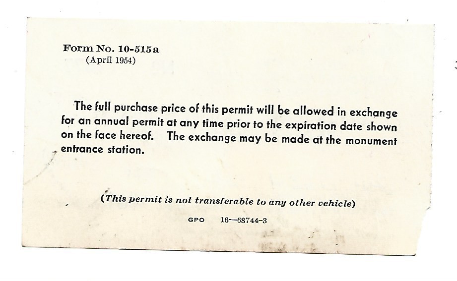 VINTAGE DEVILS TOWER NATIONAL PARK WYOMING~1957 AUTO PERMIT & POSTCARD