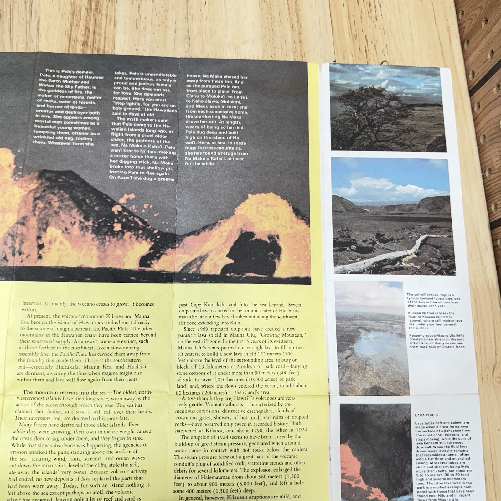 Hawaii Volcanoes National Park Vintage 1989 Brochure History & Visitor Map