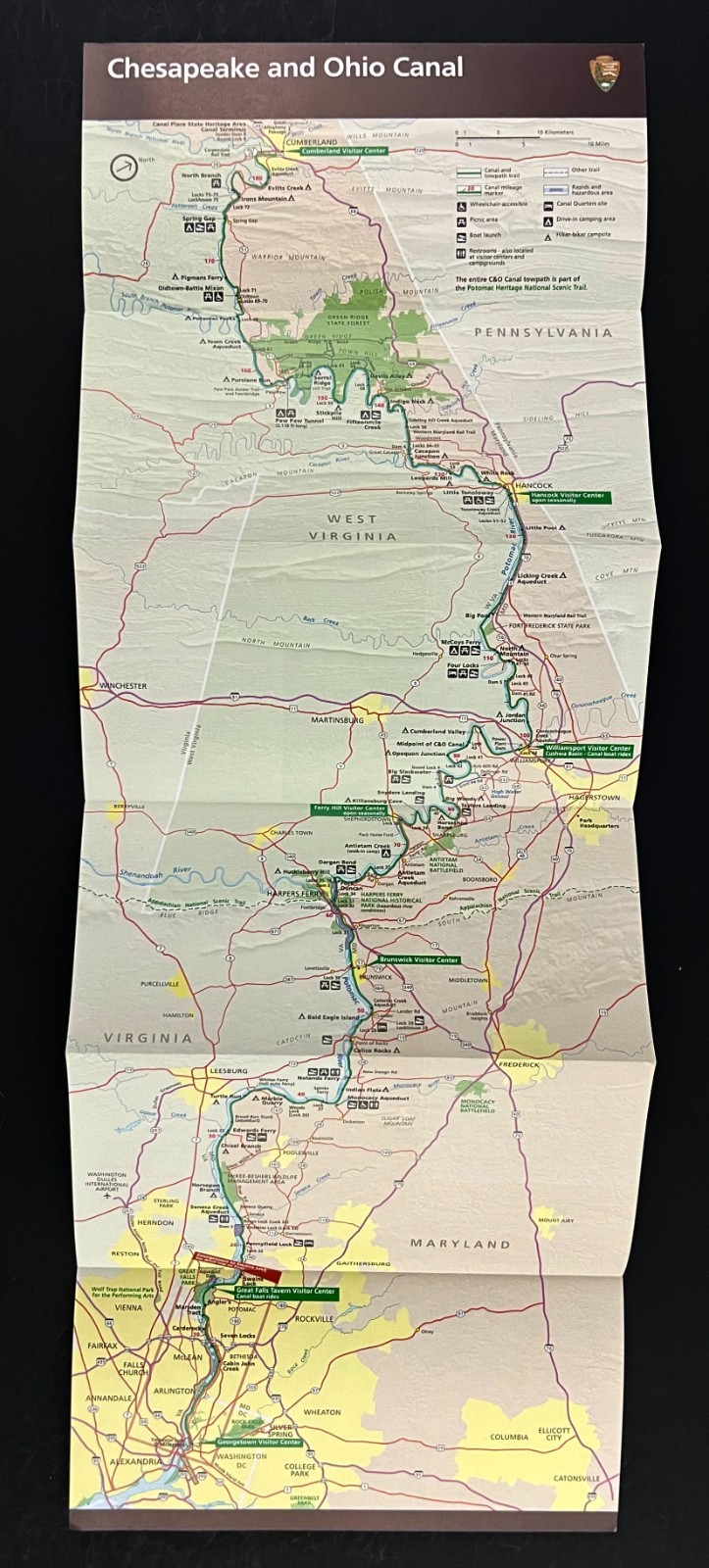 2017 Chesapeake Ohio Canal MD WV National Historic Park NPS Guide Brochure Map