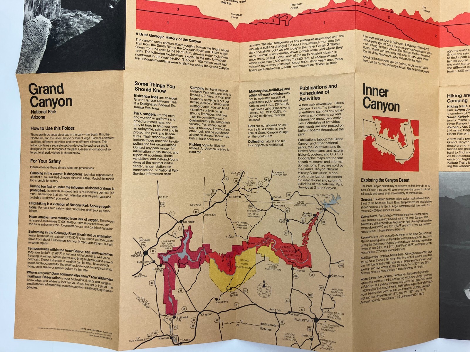 Grand Canyon National Park Travel Booklet (1953) and Guide Map (1979) Vintage