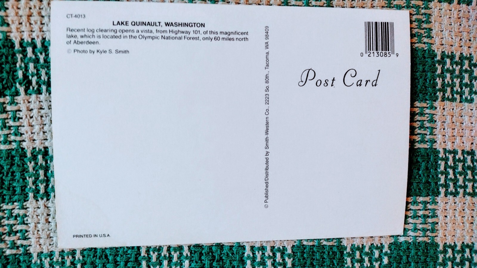 BEAUTIFULCHROME POST CARD LAKE QUINAULT WASHINGTON OLYMPIC NATIONAL PARK