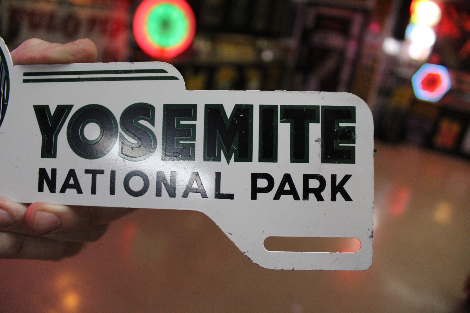RARE 1950s YOSEMITE UPPER FALL PARK CALIFORNIA STAMPED PAINTED METAL TOPPER SIGN