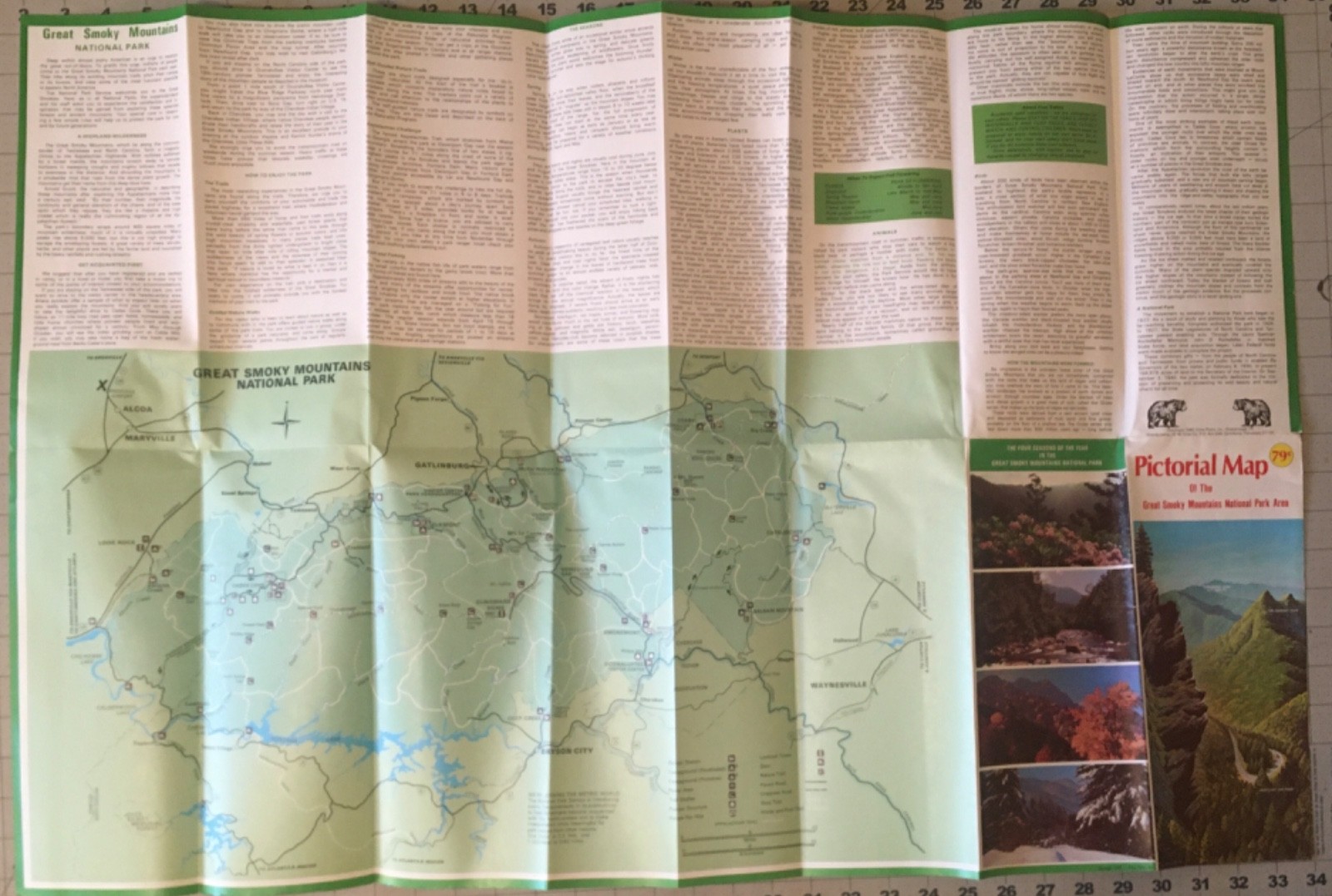 1980 Pictorial Map Great Smoky Mountains National Park NC TN