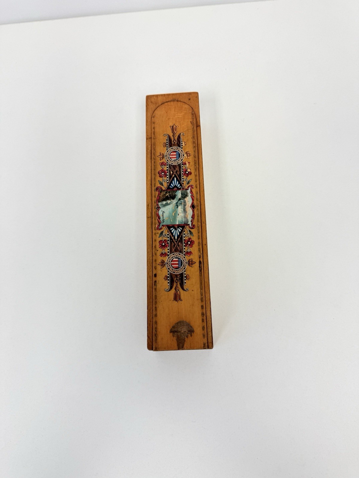 Antique NIAGARA FALLS ARTIST PUZZLE BOX *3 LAYERS* c.1880 Rare