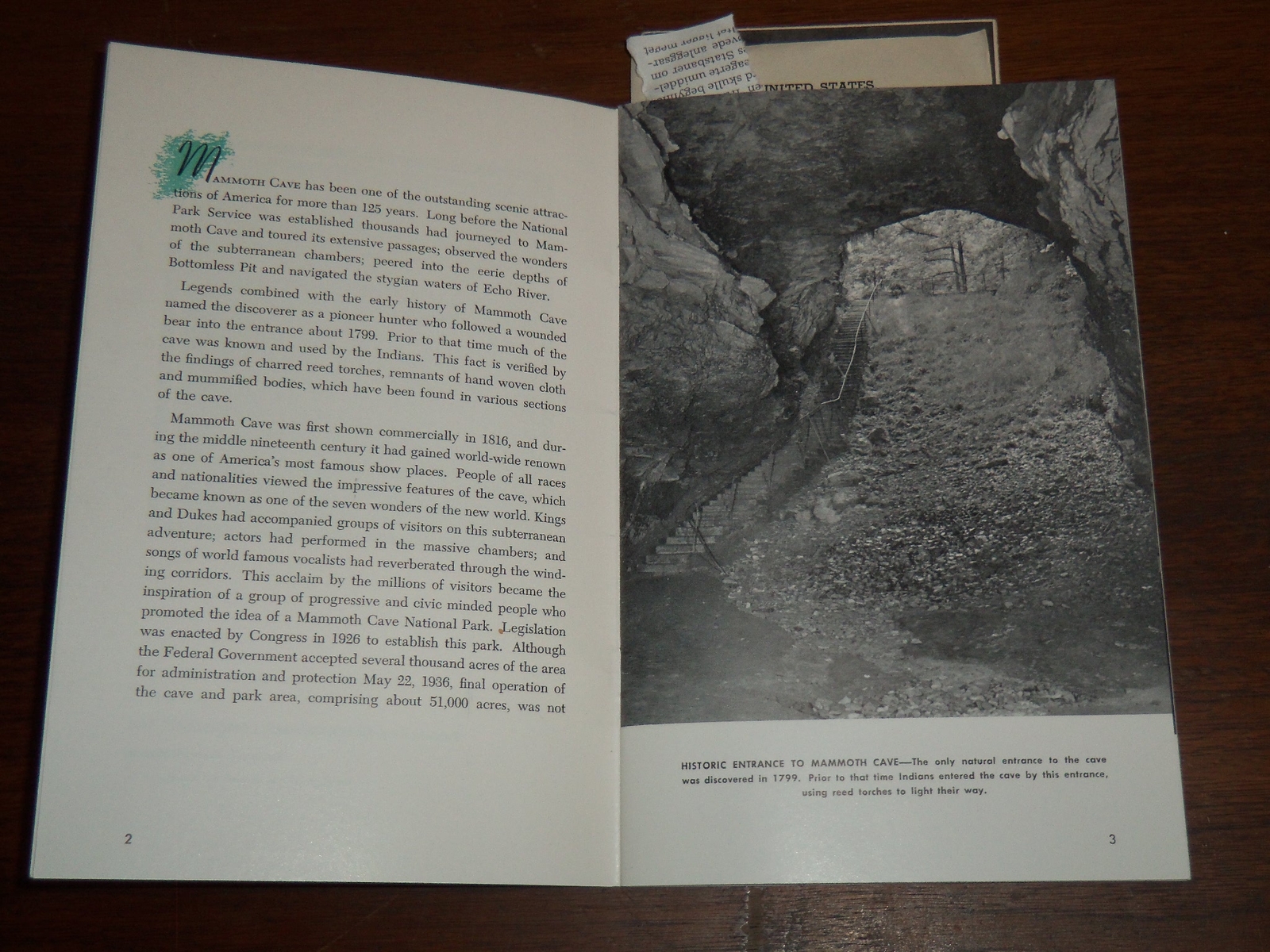 1951 MAMMOTH CAVE NATIONAL PARK PICTORIAL STUDY BOOK – KENTUCKY – K 1189
