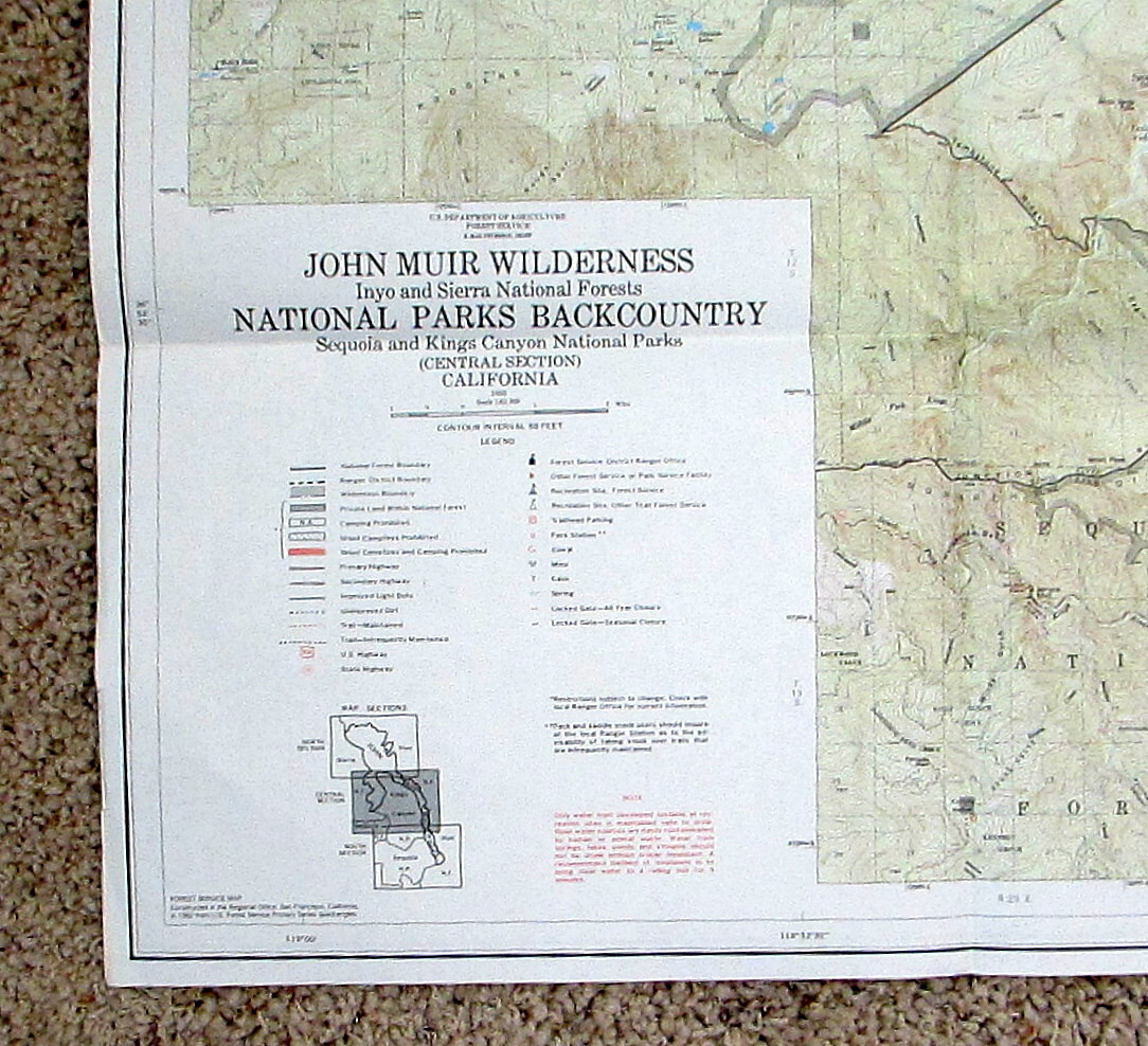 Vintage 1983 Topo JOHN MUIR WILDERNESS North – Central/South Sections FREE SHIP