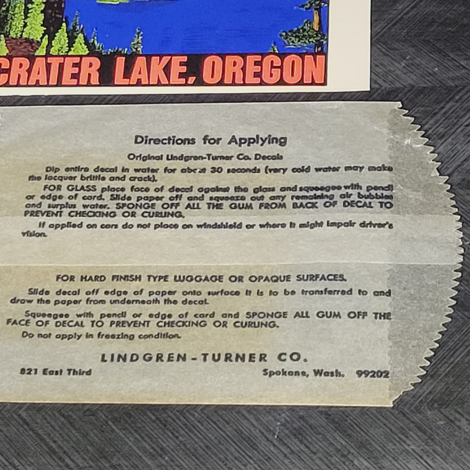 Crater Lake Oregon Lindgren Turner Window Travel Decal National Park RARE