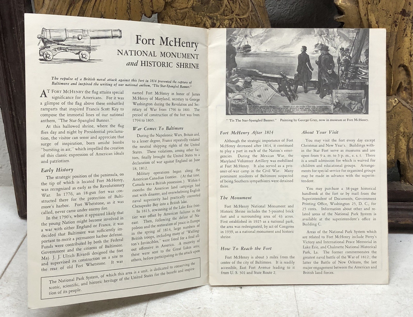 1958 Fort McHenry National Monument Brochure Pamphlet Historic Maryland Vintage