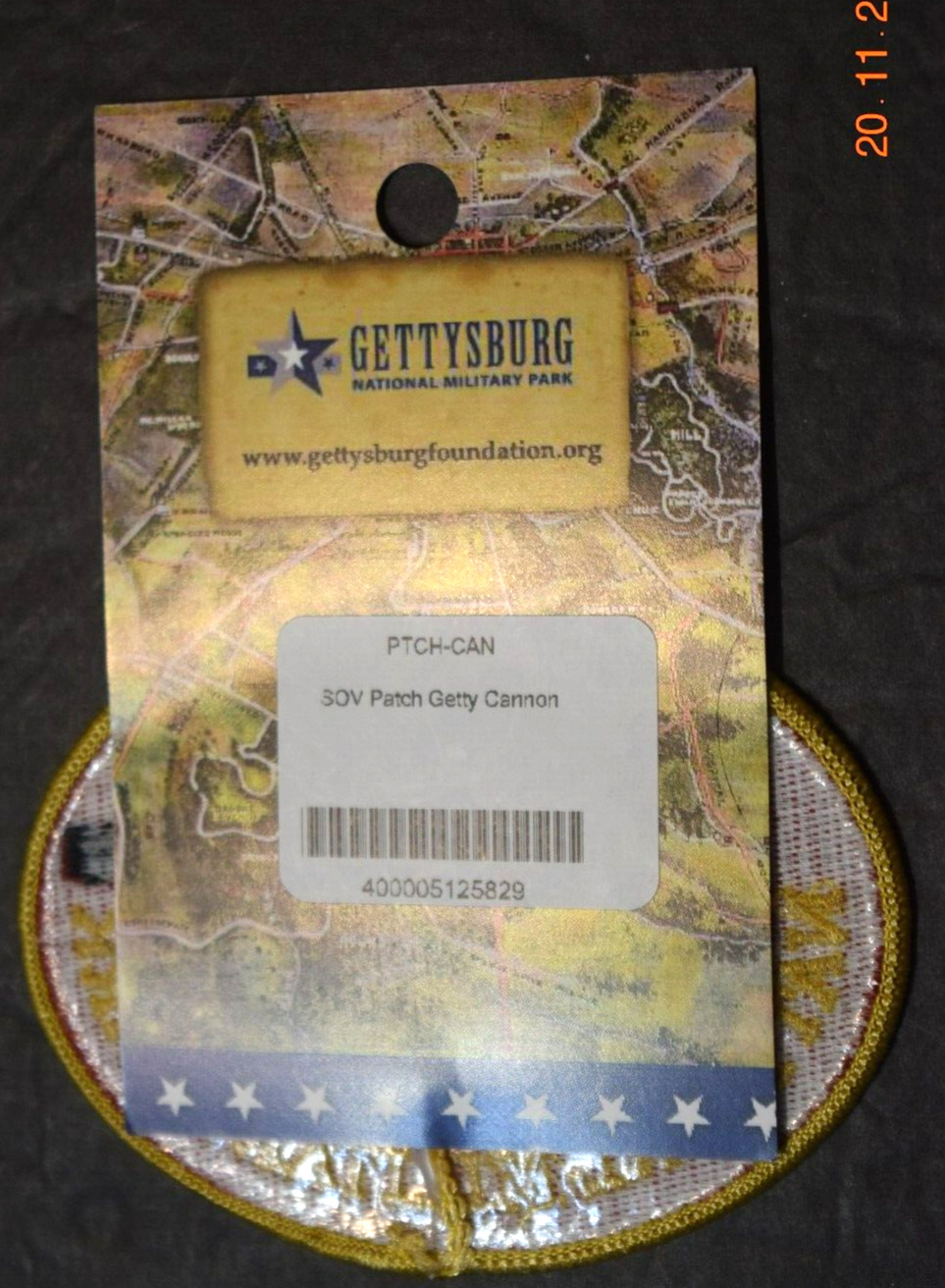 GETTYSBURG NTL MILITARY PARK, “Cannon” SOVPatch (2.75″ x 3.50″ Oval) New on Card