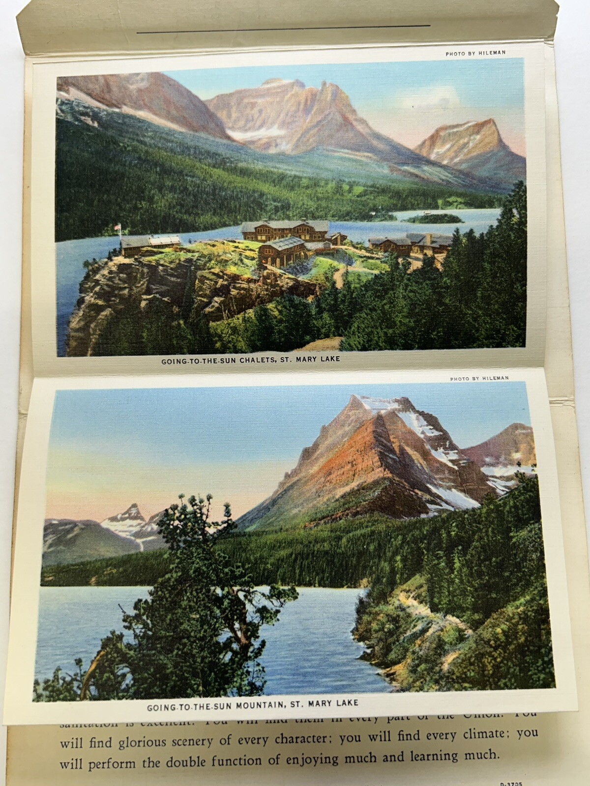 Vintage Glacier-Waterton National Parks Linen Postcard Folder