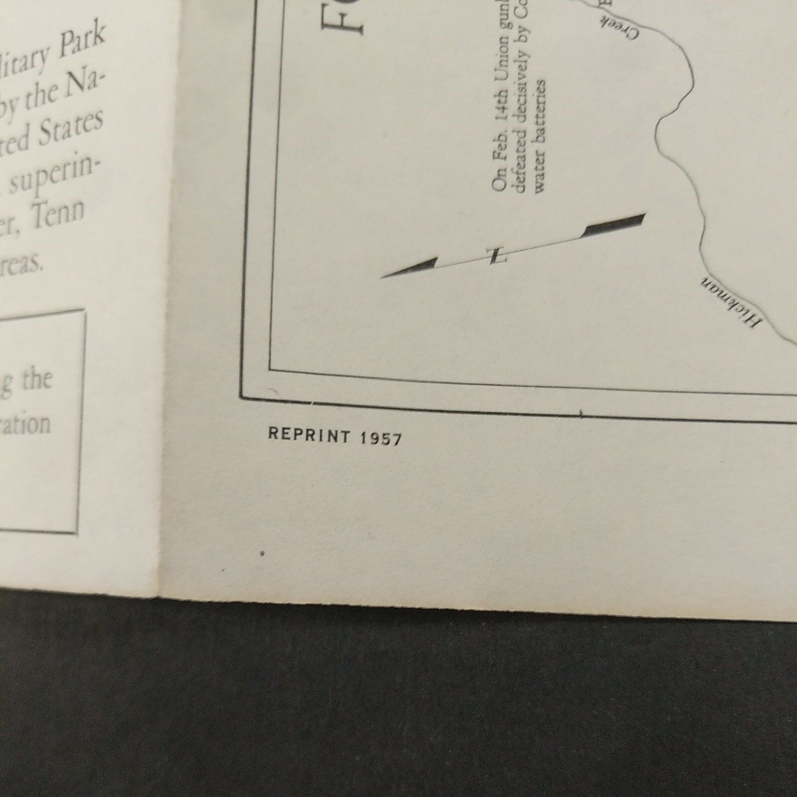 Vintage 1957 Fort Donelson National Military Park Brochure Pamphlet Map Info