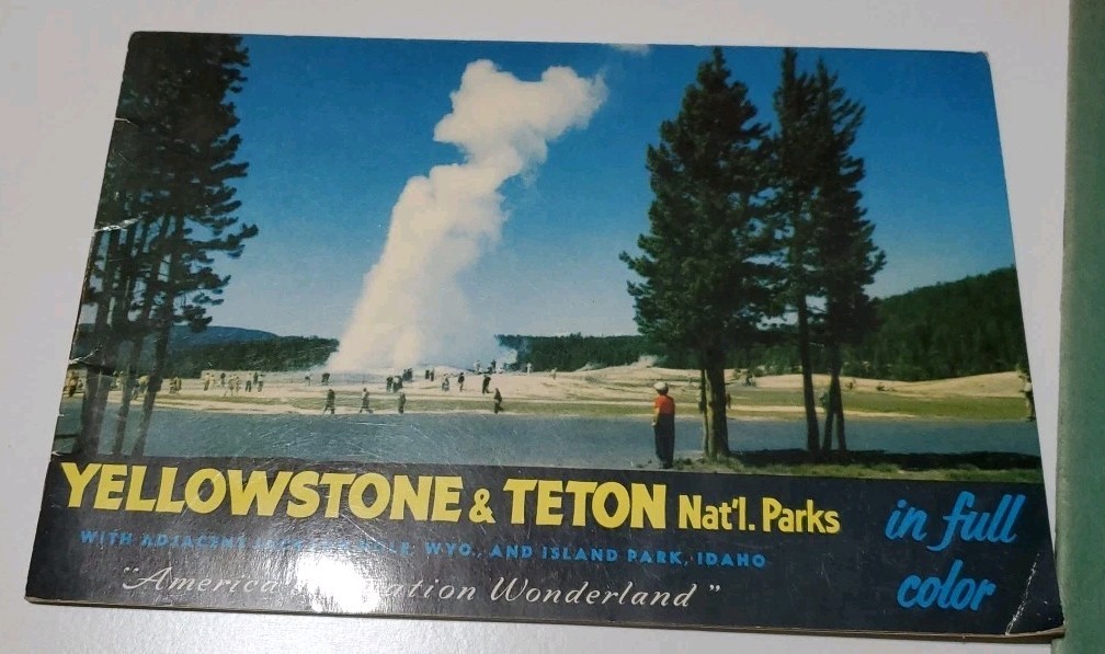 Vtg Lot Yellowstone Teton Park Ephemera Jackson Hole Guide Book Map Brochure