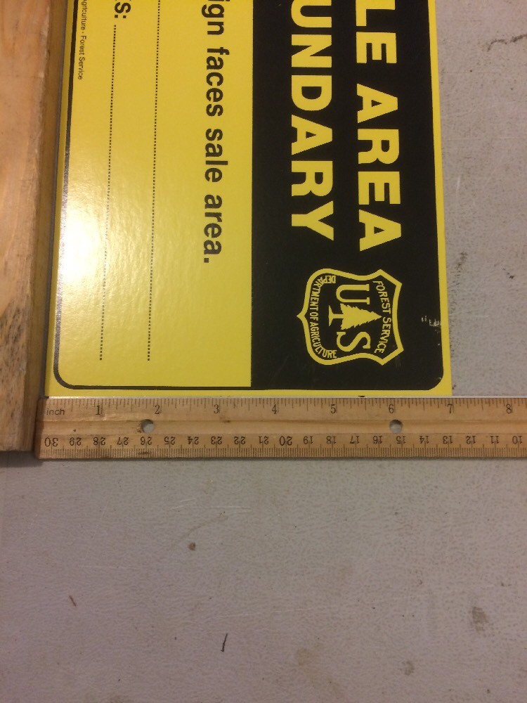 U. S. FOREST SERVICE SALE AREA BOUNDARY UNUSED PAIR CARDBOARD SIGNS