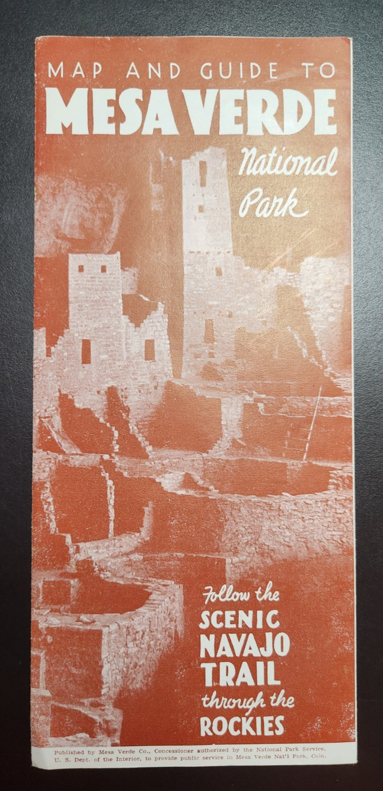 Vintage 1960’s Map and Guide to Mesa Verda National Park Souvenir