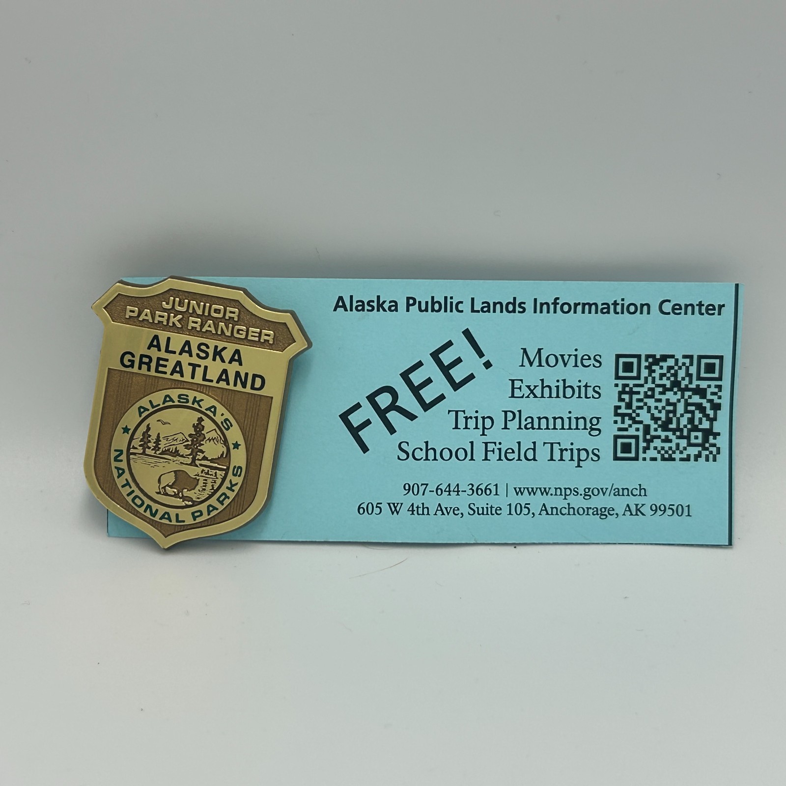 Alaska National Park Junior Ranger Badge Pin Plastic Greatland Juneau Denali