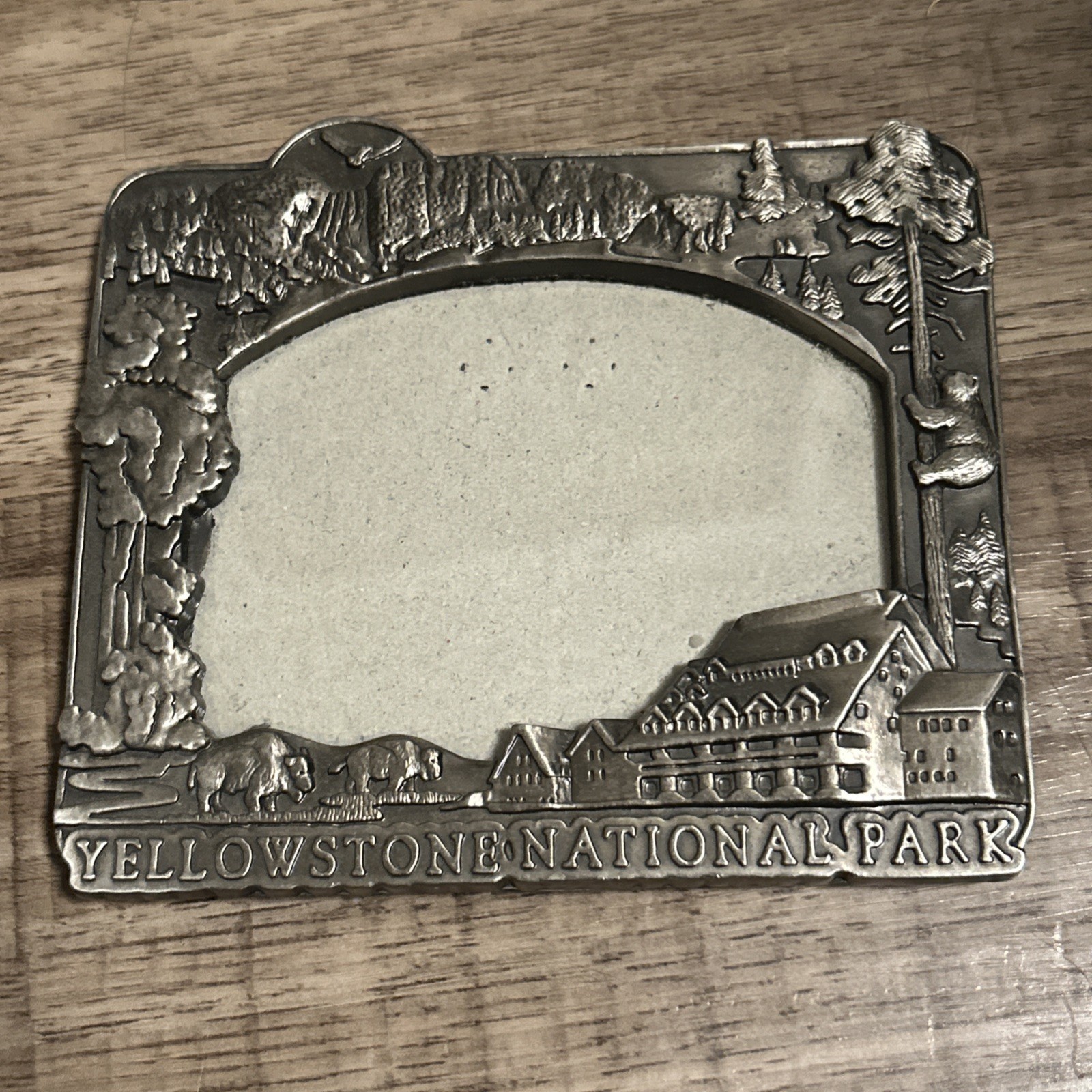 Yellowstone National Park Bison Eagle Bear Pewter Picture Frame