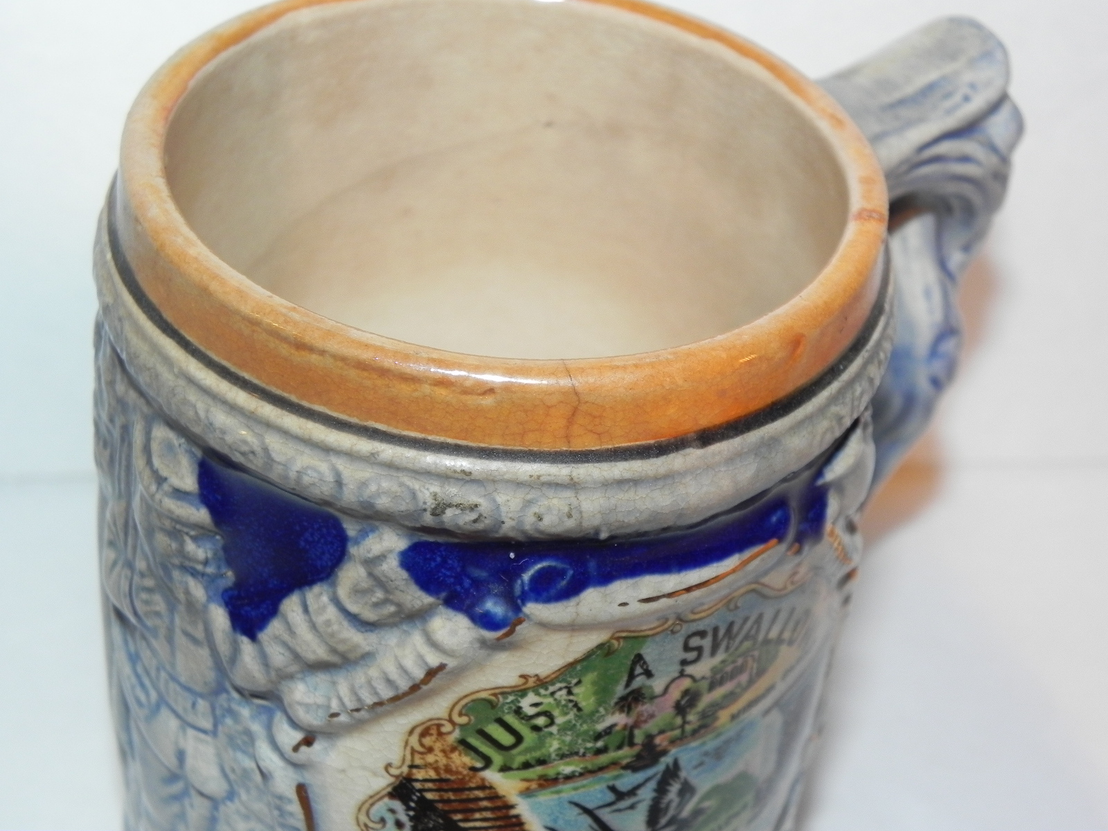 VINTAGE CAPISTRANO, CALIF. JUST A SWALLOW SOUVENIR BEER STEIN – MADE IN JAPAN?