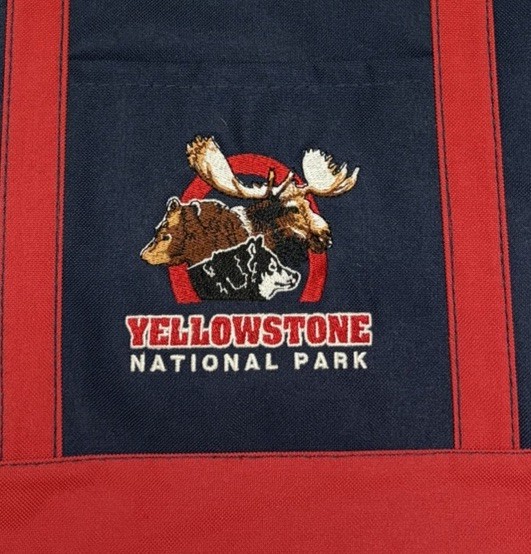 Yellowstone National Park Embroidered Wildlife Trio Logo Canvas Tote Bag Im West