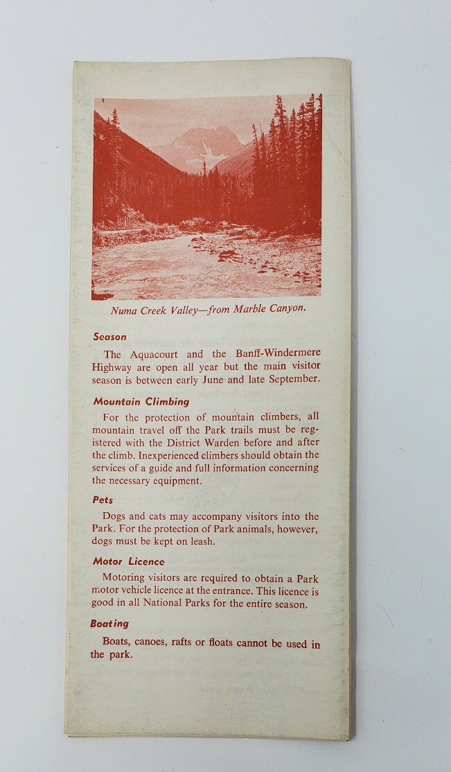 1967 Kootenay National Park Vintage Brochure – British Columbia Canada