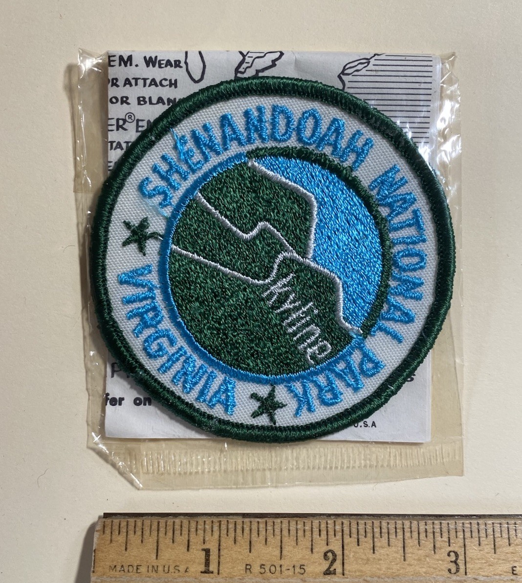 NIP Shenandoah National Park Skyline Drive Round Trailblazer Emblem Patch badge