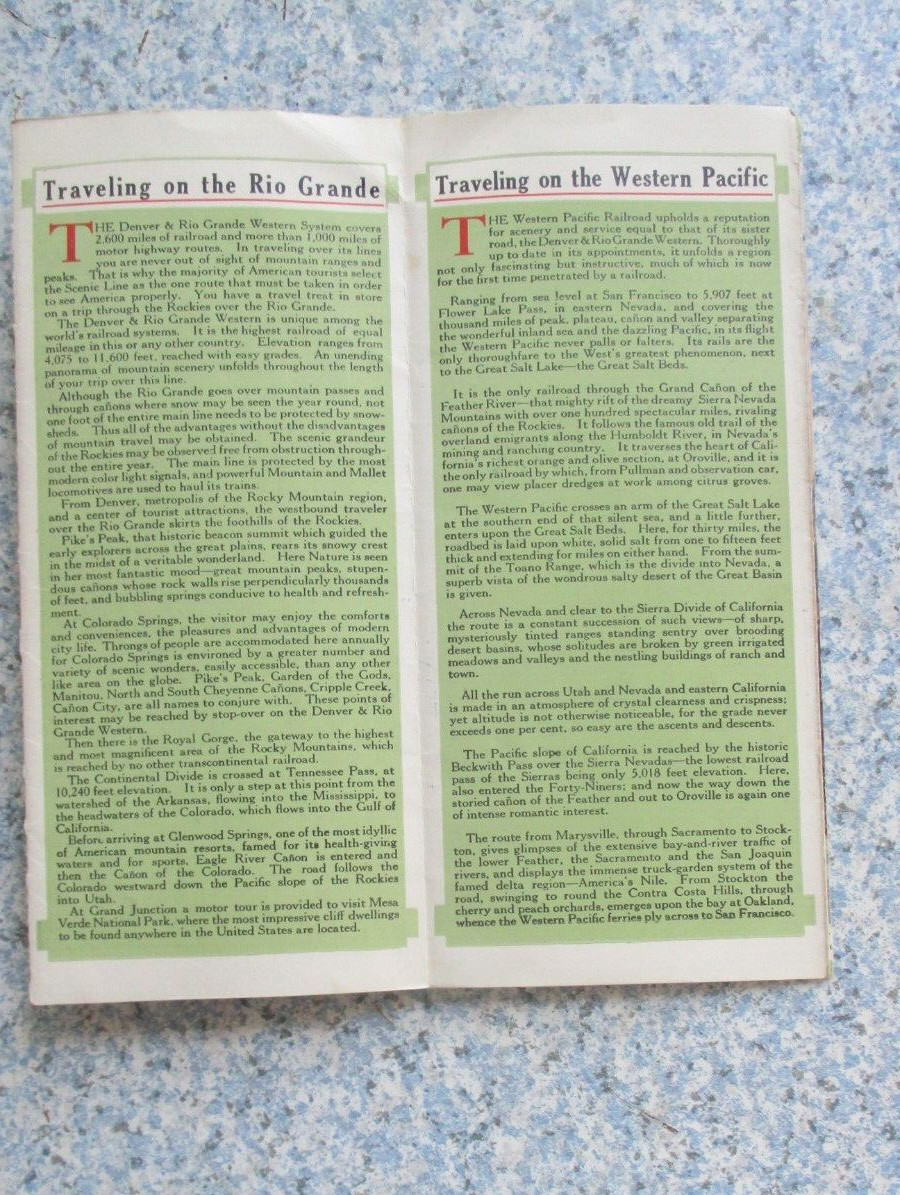 Western Pacific Railroad Panoramic Views Brochure Denver Rio Grande 1924 Vtg