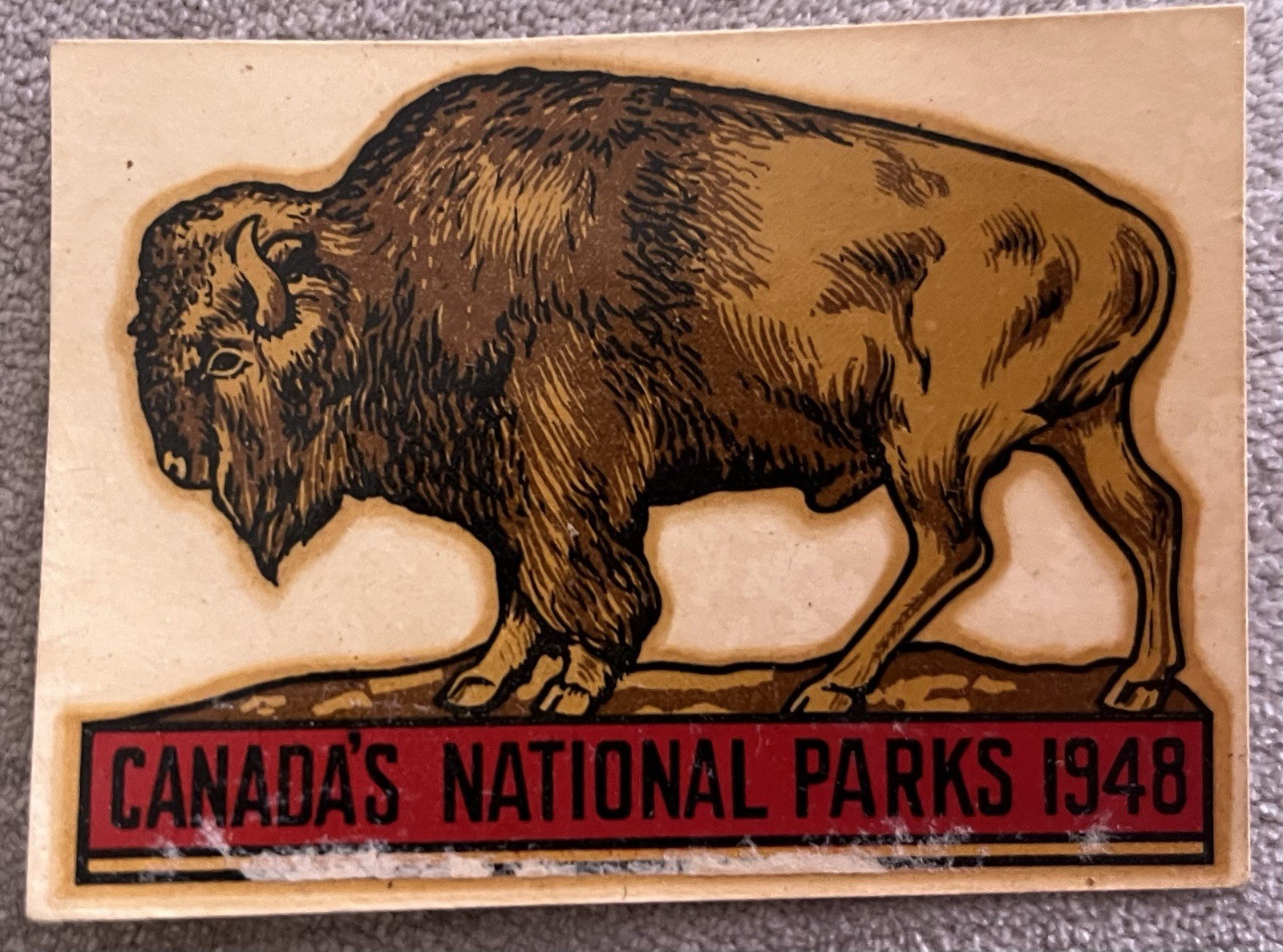 1948 Canada’s National Parks Bison Buffalo Car Window Decal Original Transfer