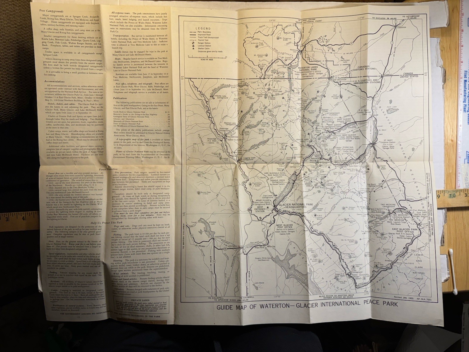 Vintage 1956 Glacier National Park Montana Information Brochure