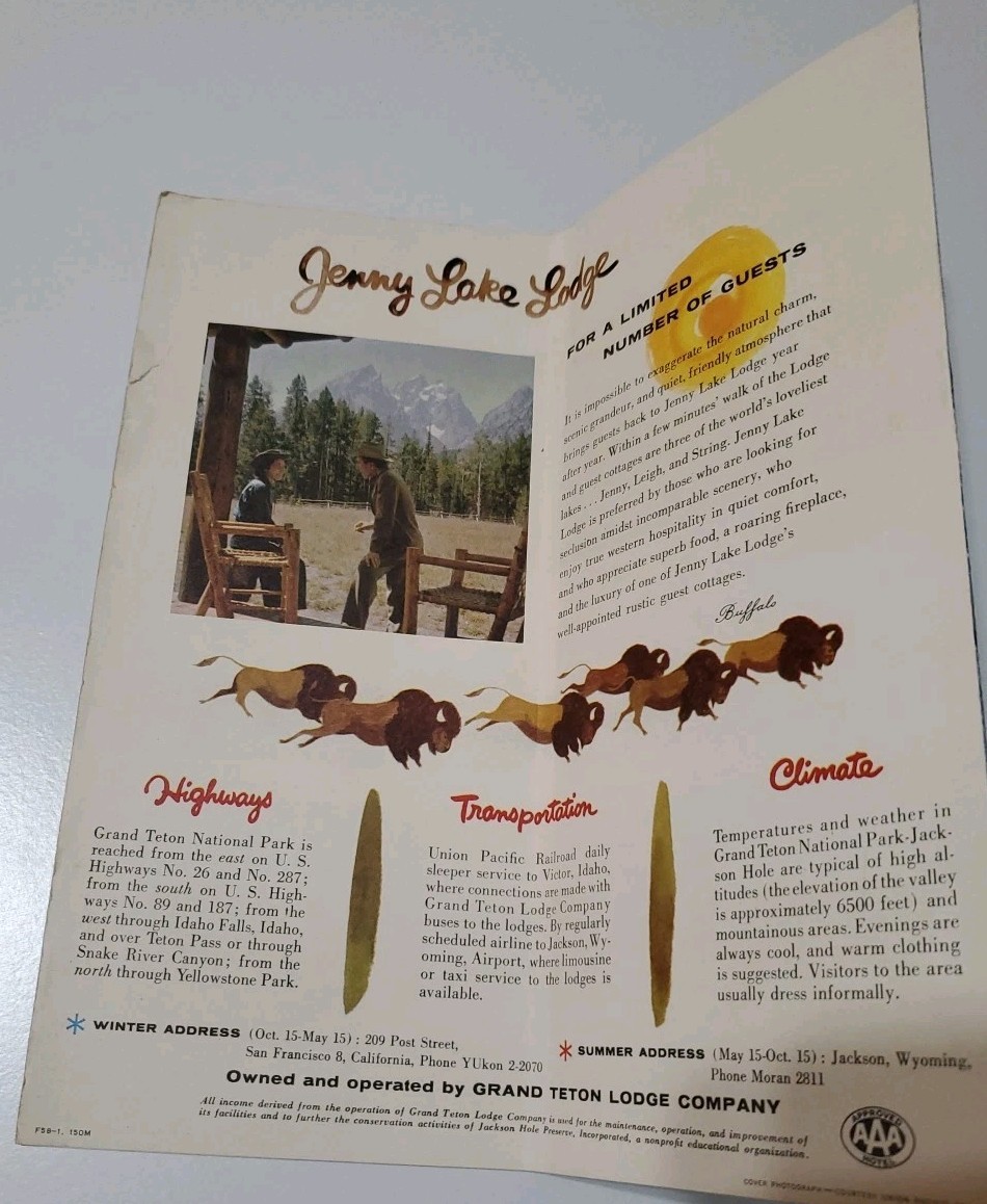 Vtg Lot Yellowstone Teton Park Ephemera Jackson Hole Guide Book Map Brochure