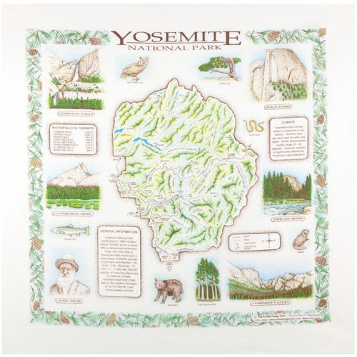 Yosemite National Park Bandanna 2-Pack Bundle California Map Nature Facts