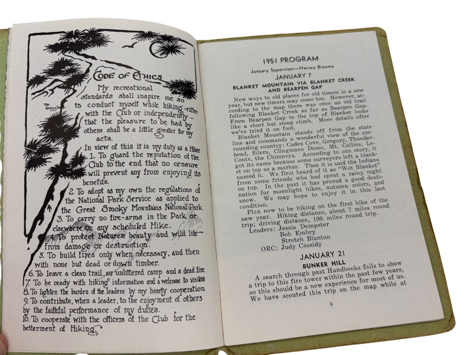 Smoky Mountains Hiking Club Ephemera Lot 1937 1951 1976 1926 Pamphlet Reprint