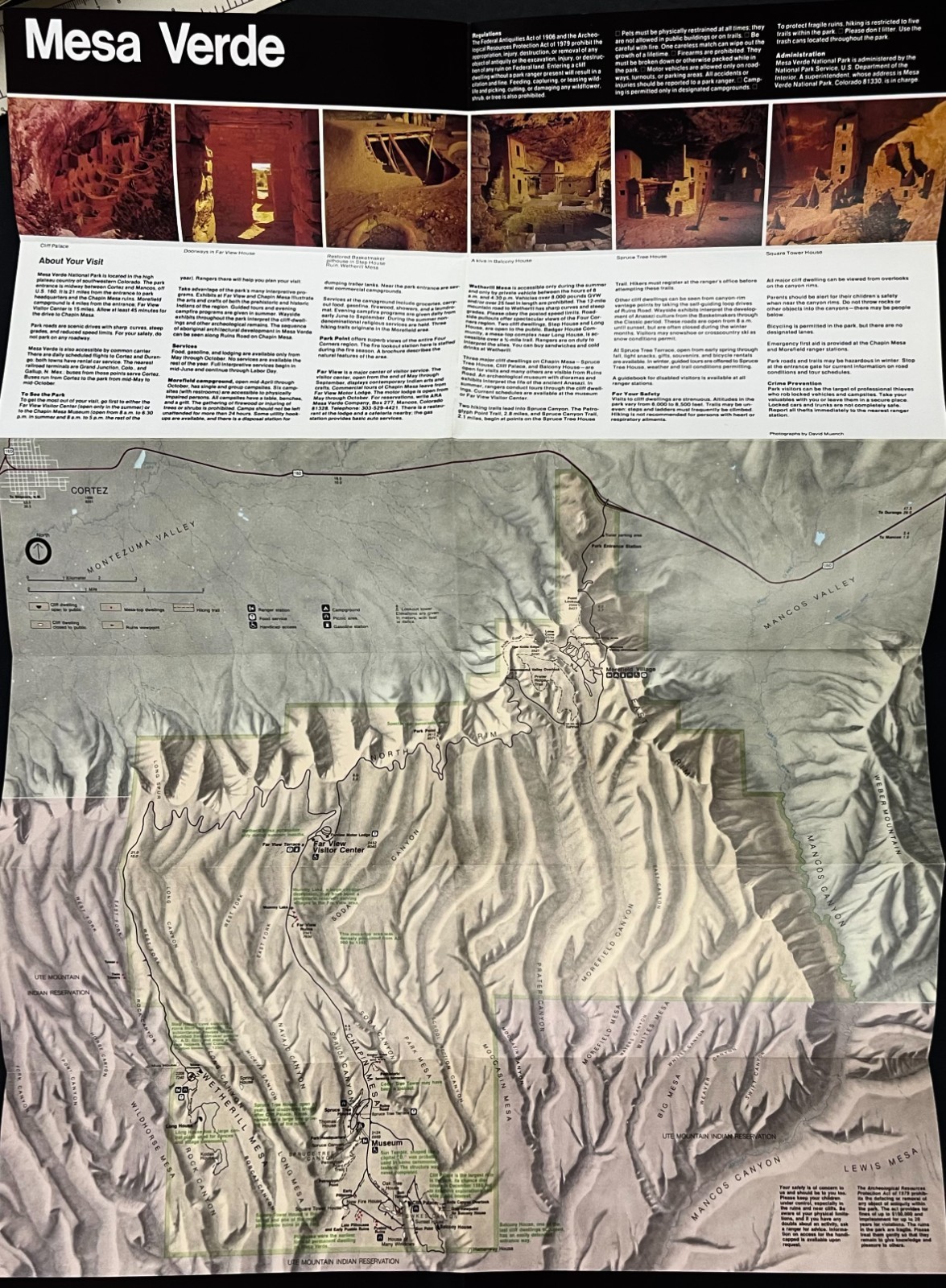 1988 Mesa Verde Colorado National Park Service Guide Map Vintage Travel Brochure