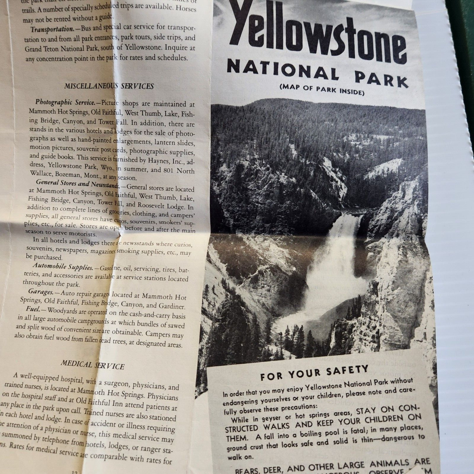 1954 Yellowstone Park Brochure and Map