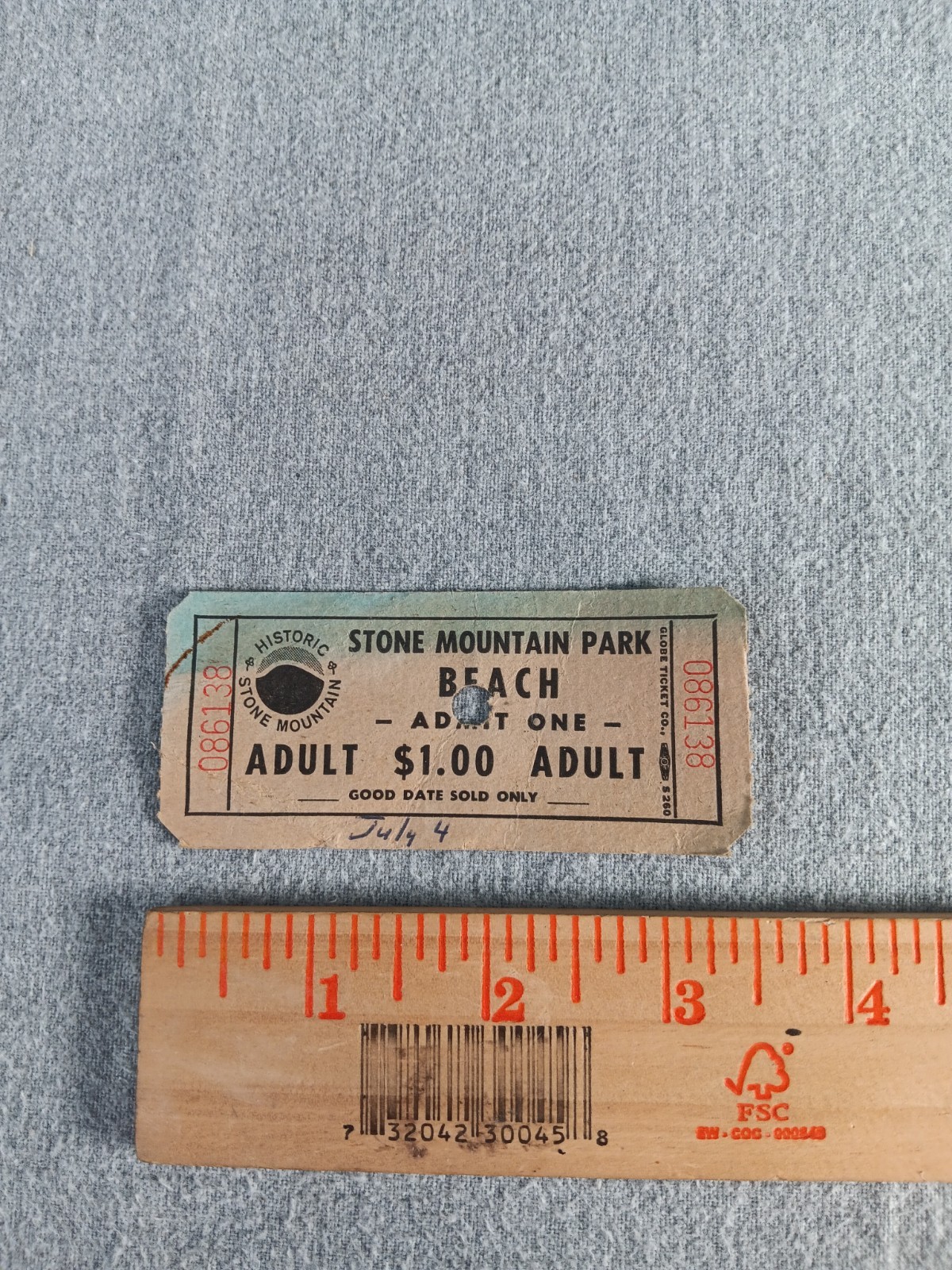 Vintage Stone Mountain Beach July 4th Adult Admission Ticket – Rare Defunct Park