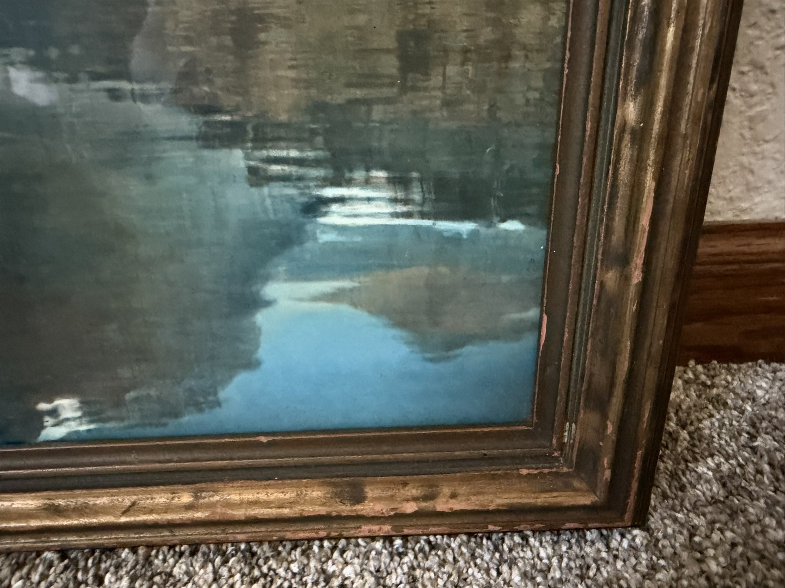 1920’s era Framed Glacier National Park St. Mary’s Lake Boat Exceptional Color!