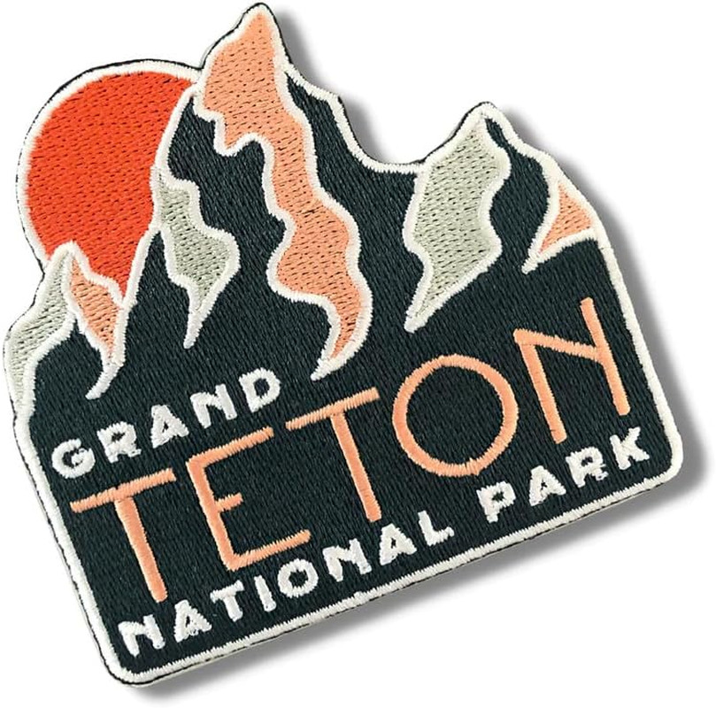 Grand Tetons National Park Wyoming Travel Patch, Adhesive Embroidered Patch | Ea