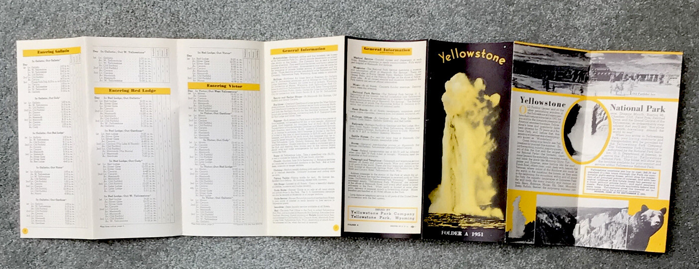 1951 Yellowstone National Park Folder Brochure