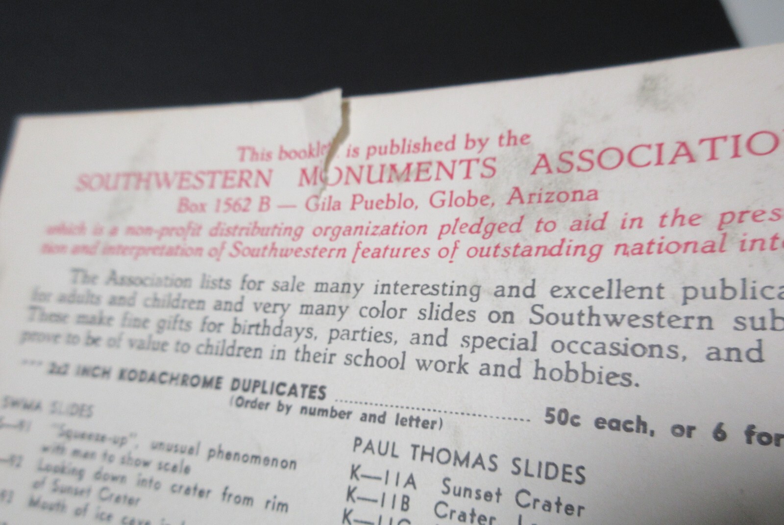 1956 Sunset Crater National Monument Guide to Lava Flow Nature Trail