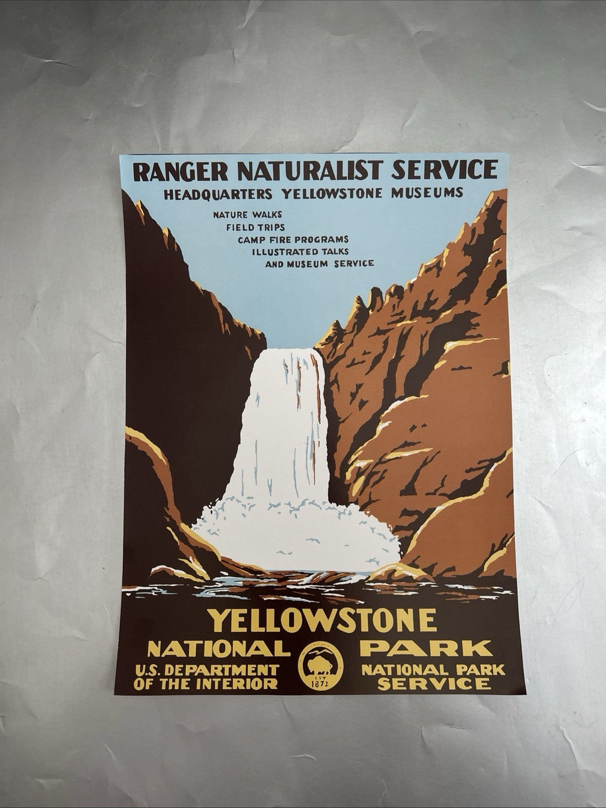 11” X 15” Yellowstone National Park Ranger Naturalist Service WPA Style Poster