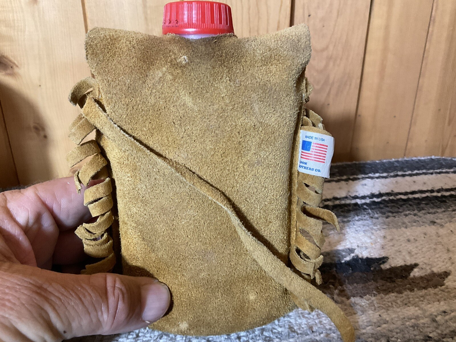 Vintage Bloom Brothers Leather Purse Bag Canteen Camping Scene
