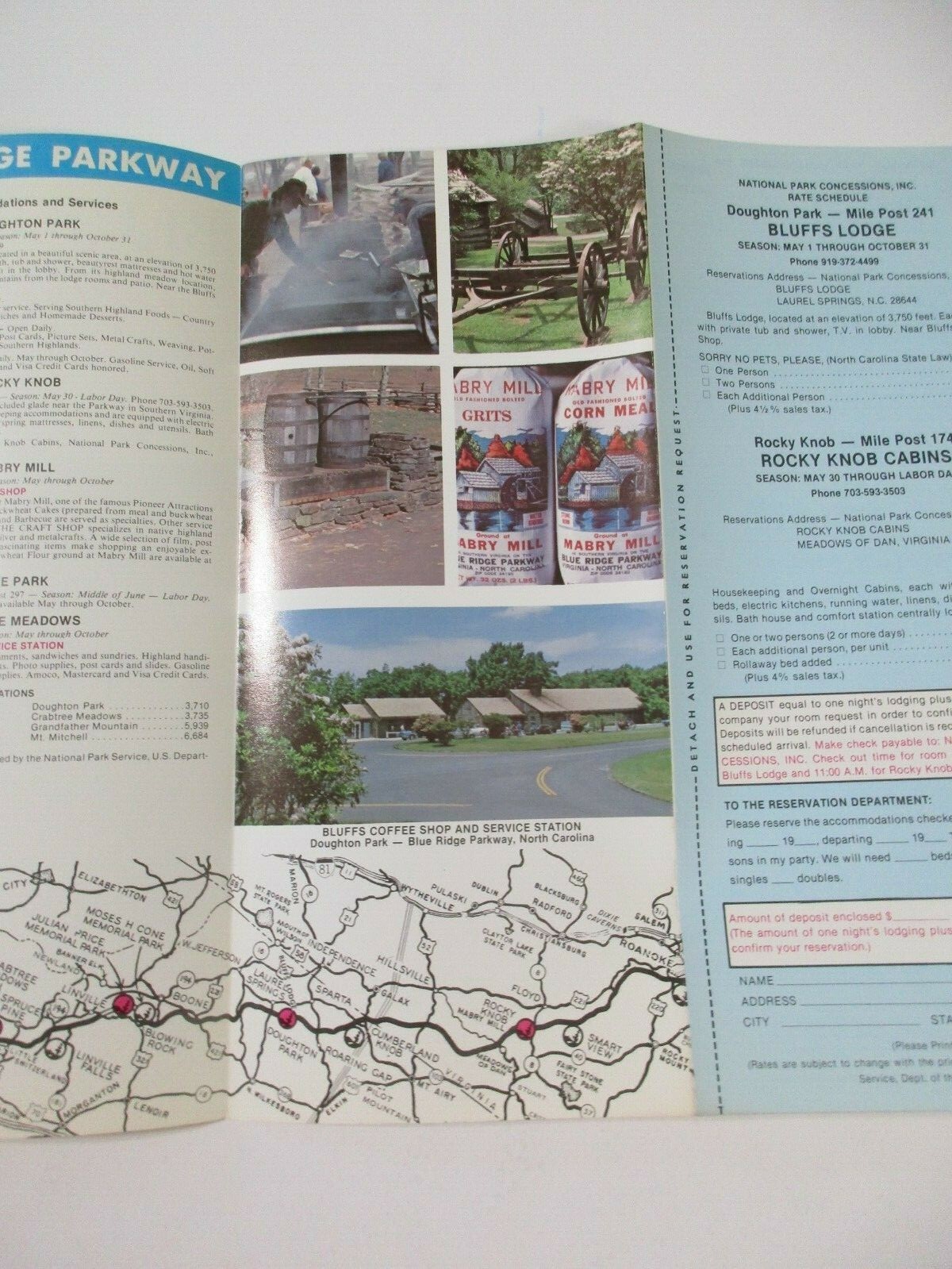 1984 Blue Ride Parkway National Park Virginia NC Travel Map Guide Brochure-B36