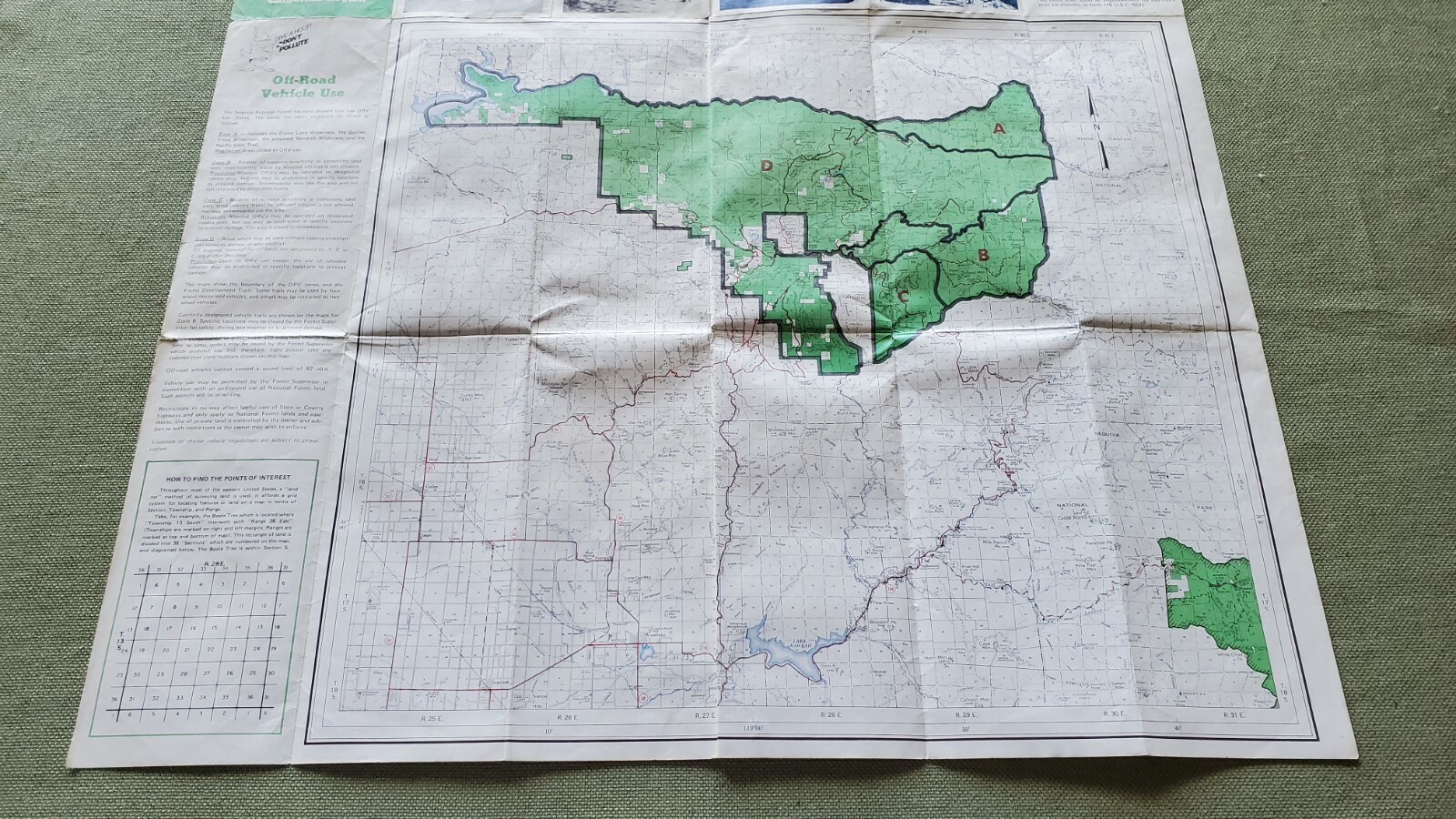Vintage 1978 Sequoia National Forest Map – Forest Service Dept of Agriculture