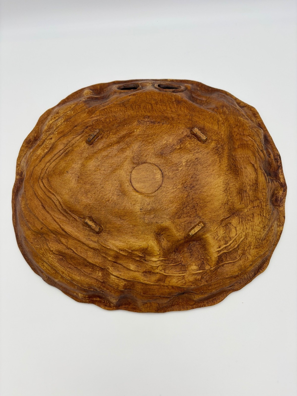 Vintage TACO Yellowstone Park Faux Wood Resin Wall Bowl Tray Old Faithful 11.5in