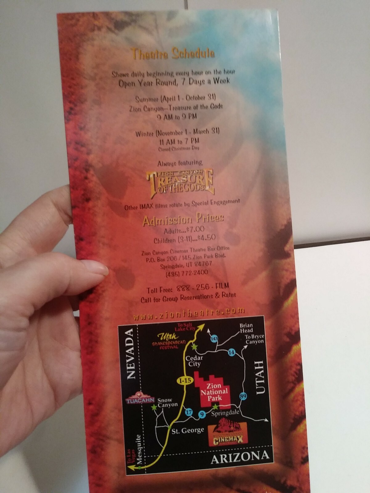Zion Canyon Cinemax Theatre Visitors Guide & Information 1997-98 Brochure MP1017