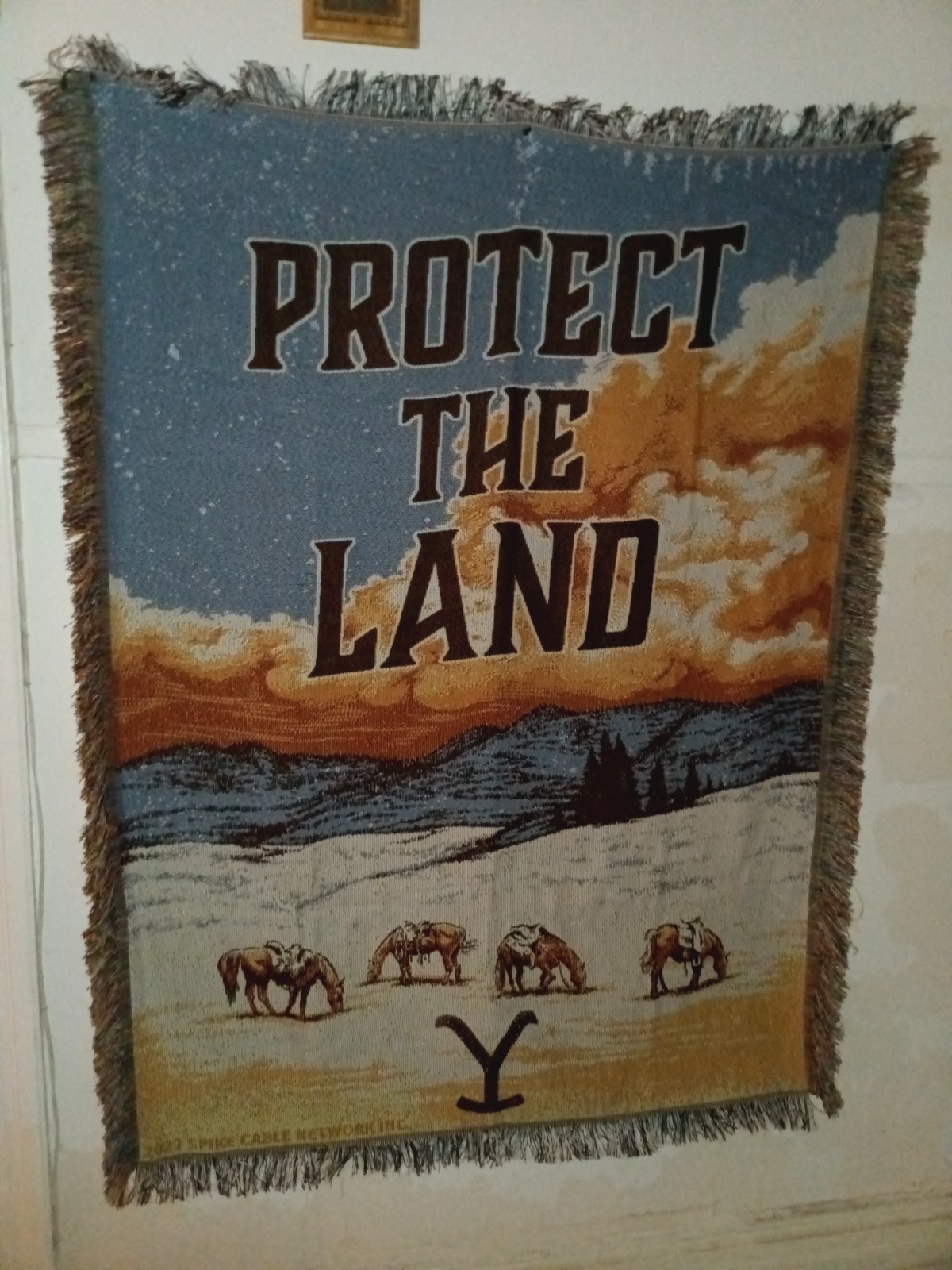 Yellowstone Dutton Ranch “Protect the Land” Woven Tapestry Throw Blanket