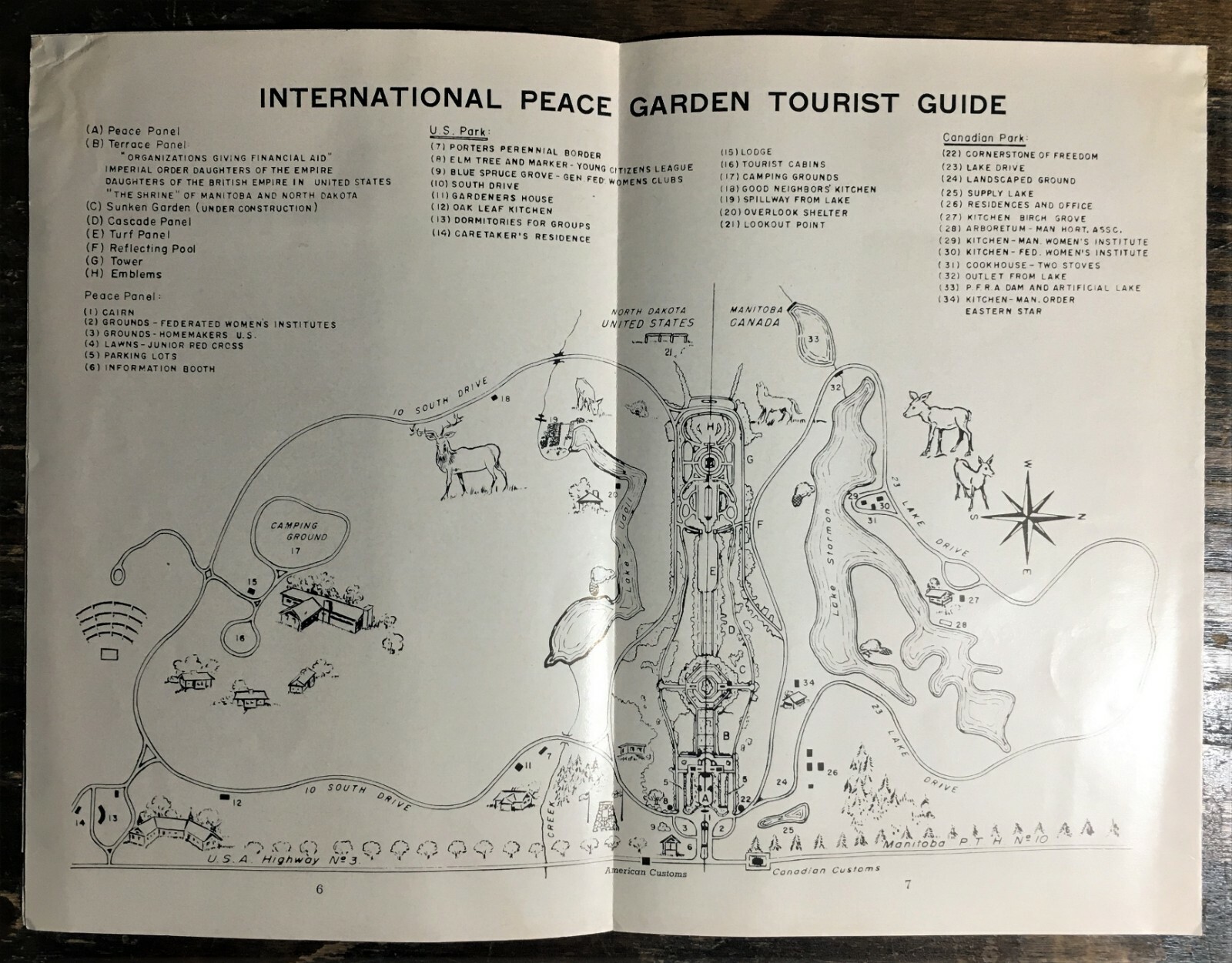 1961 International Peace Garden Visitors Guide with Map and Additional Insert