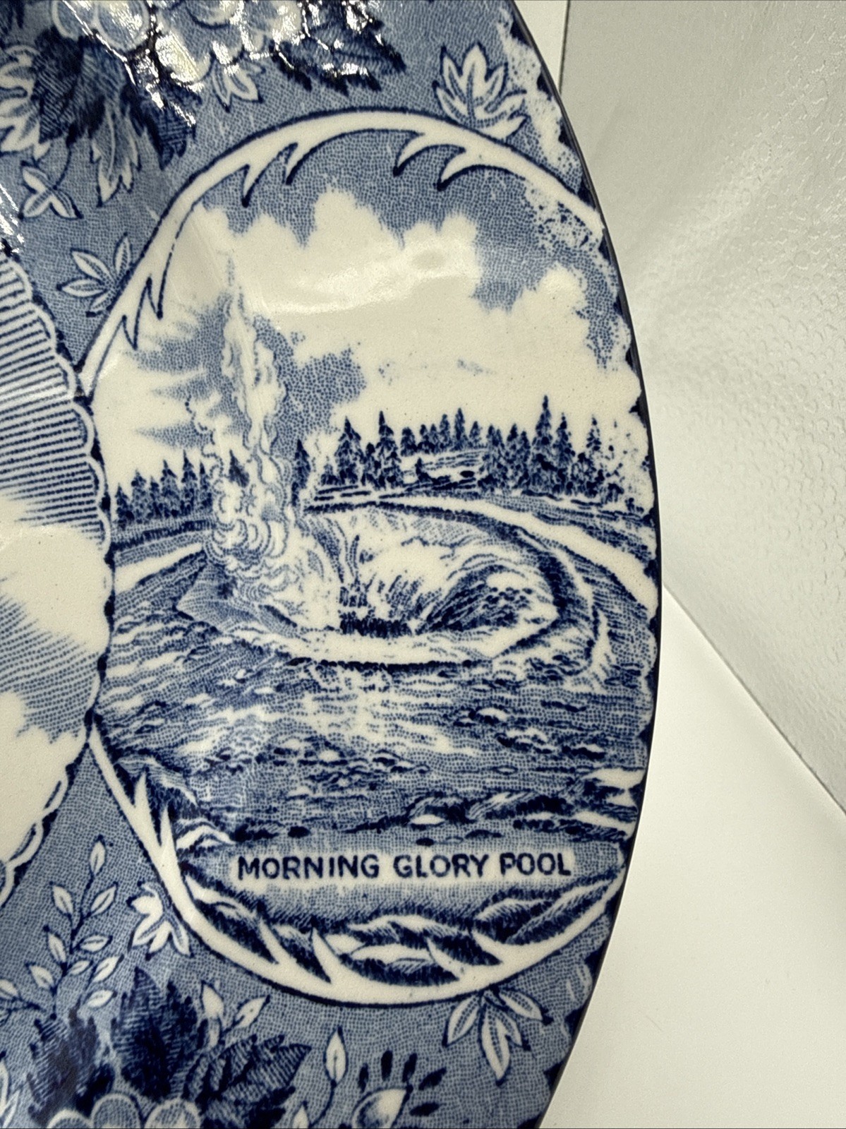 Vintage 1930s Old Faithful Yellowstone Staffordshire Plate England Transfersware