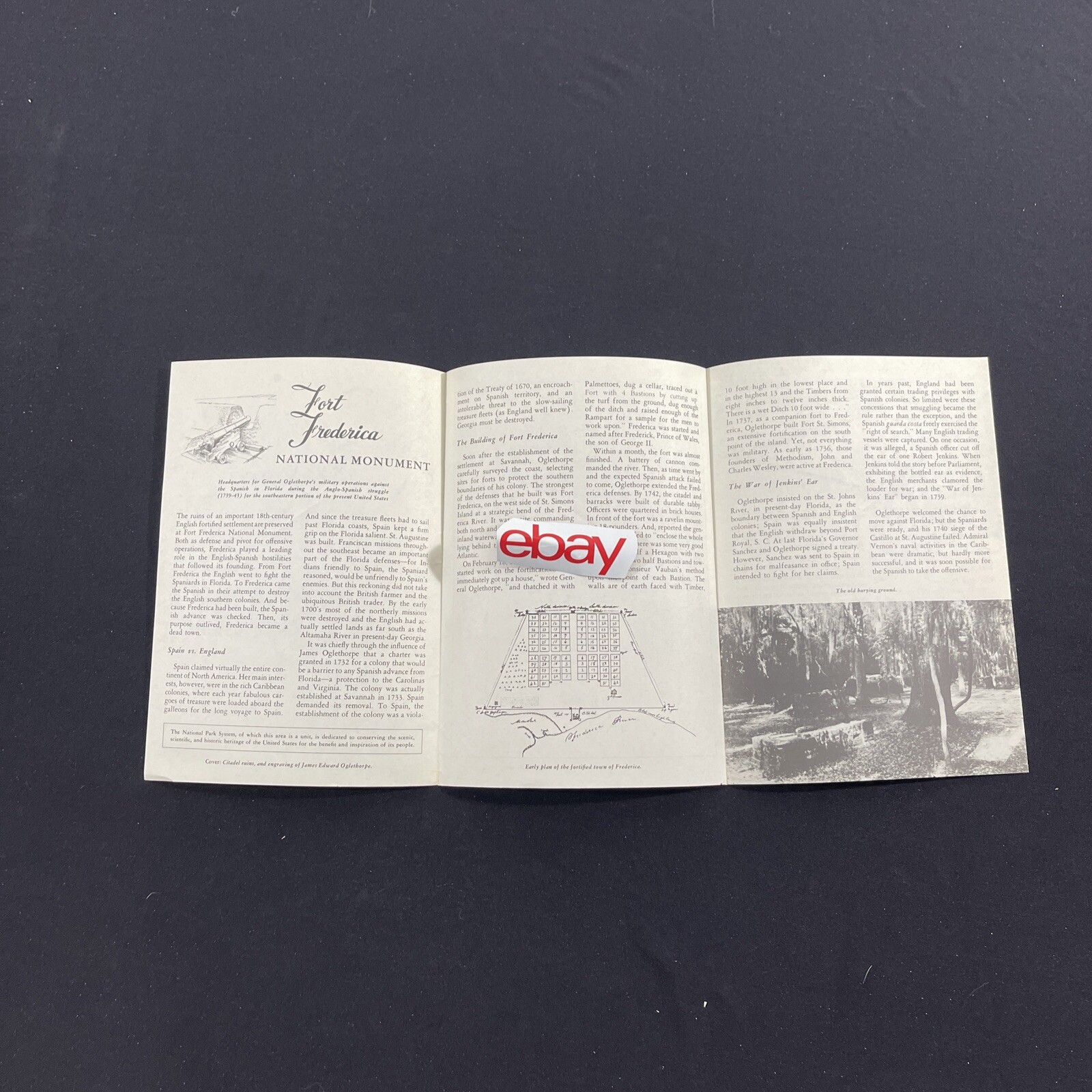 Vtg 1957 Fort Frederica National Monument Brochure Pamphlet Map Guide Georgia