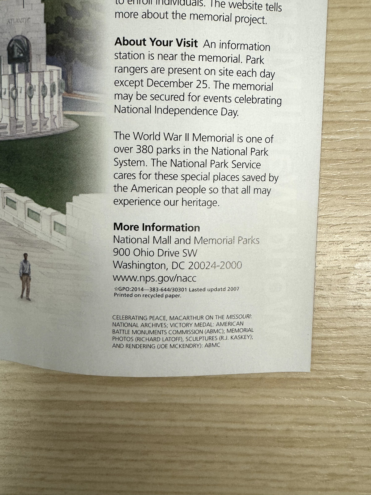 World War II Memorial National Park Service NPS unigrid brochure newest version